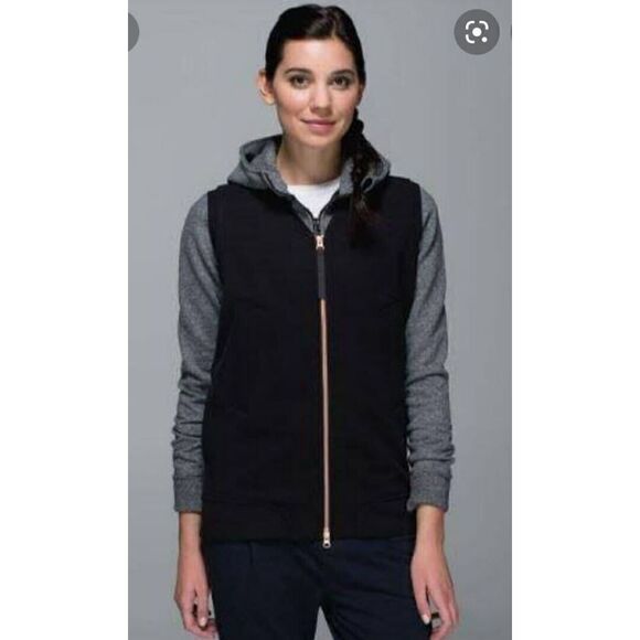 Lululemon Womens Departure Vest Black Size 8 Sleeveless Full Zip Up Jacket Rose - Picture 1 of 10